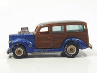 1985 Hot Wheels Real Riders Hi-Rakers '40's Woodie Blue with Brown Wood Panel Die Cast Toy Car Vehicle