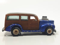 1985 Hot Wheels Real Riders Hi-Rakers '40's Woodie Blue with Brown Wood Panel Die Cast Toy Car Vehicle