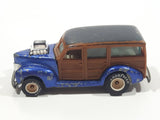 1985 Hot Wheels Real Riders Hi-Rakers '40's Woodie Blue with Brown Wood Panel Die Cast Toy Car Vehicle