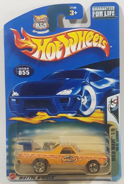 2003 Hot Wheels Wild Wave '68 El Camino Metalflake Yellow Die Cast Toy Muscle Car Vehicle