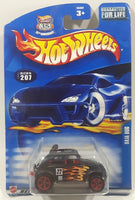 2002 Hot Wheels Baja Bug Volkswagen VW Beetle Matte Black w/ Flames Die Cast Toy Car Vehicle New in Package