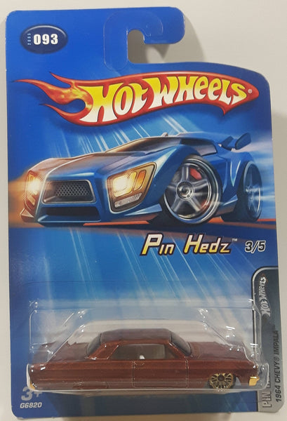 2005 Hot Wheels Pin Hedz 1964 Chevy Impala Metalflake Brown Die Cast Toy Muscle Car Vehicle New in Package