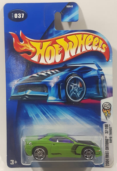 2004 Hot Wheels First Editions Rapid Transit Lime Green Die Cast Toy Car Vehicle New in Package