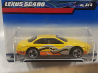 2000 Hot Wheels Lexus SC400 Yellow Die Cast Toy Car Vehicle New in Package