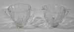 Vintage Clear and Alternating Textured Glass Creamer and Sugar Bowl 3 1/4" Tall