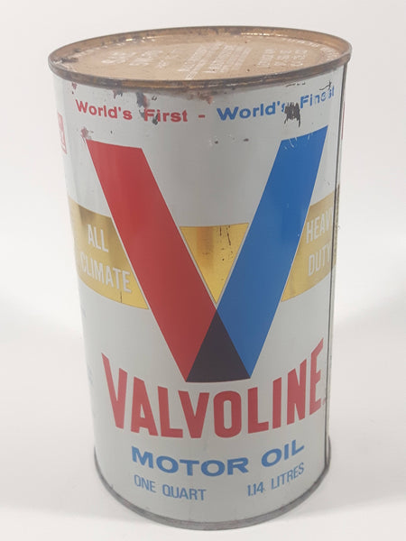 Vintage Ashland Valvoline All Climate Heavy Duty 5W30 Motor Oil One Quart 1.14 Litre Metal Can FULL Still Sealed Never Opened