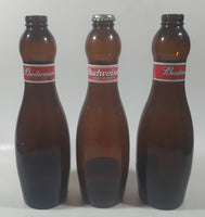 Budweiser King of Beers 9 1/2" Tall 1 Pint Bowling Pin Shaped Amber Glass Beer Bottle with Born on Date Set of 3