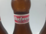 Budweiser King of Beers 9 1/2" Tall 1 Pint Bowling Pin Shaped Amber Glass Beer Bottle with Born on Date Set of 3