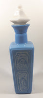 Vintage 1965 Jim Beam Whisky Blue Milk Glass Style 12 1/2" Tall Decanter Bottle