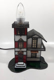 Vintage Highly Detailed Lighthouse Red White and Green Leaded Stained Glass 7" Tall Decorative Light Table Lamp