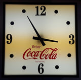 Vintage Enjoy Coca-Cola White 17" x 17" Illuminated Light Up Wall Clock Sign