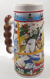 1997 Ceramarte Brazil Budweiser Sports Action Series Touchdown! 8" Tall Embossed Beer Stein Mug Cup with Football Handle