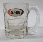 Vintage A & W "the difference is delicious" Clear Glass 4 1/4" Tall Heavy Glass Root Beer Mug