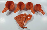 Vintage Tupperware Orange Measure Cups and Spoons Set