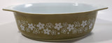 Vintage Pyrex 045 Olive Green White Spring Blossom Crazy Daisy Floral Pattern 2 1/2 Qt Casserole Dish Made in U.S.A. No Lid