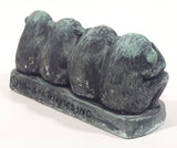 Vintage 1968 Cal Themes Inc. 4 Wise Monkeys See No Evil Have No Fun Green Chalk Ware Figurine