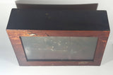 Antique Detailed Wooden Tall Ship Model with Ship Background and Leather Ties in Wood Shadow Box 5 1/4" x 14" x 19"