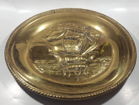 Vintage Peerage Flying Cloud 3D Hammered Brass 17" Metal Plate Wall Hanging Made in England