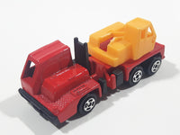 Unknown Brand Picker Crane Semi Truck Red and Yellow Plastic and Metal Die Cast Toy Car Construction Equipment Machinery Vehicle Missing Boom