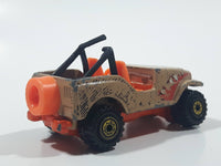 1996 Hot Wheels Street Eaters Roll Patrol Jeep CJ Trailbuster Tan Beige Brown Die Cast Toy Car Vehicle