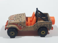 1996 Hot Wheels Street Eaters Roll Patrol Jeep CJ Trailbuster Tan Beige Brown Die Cast Toy Car Vehicle