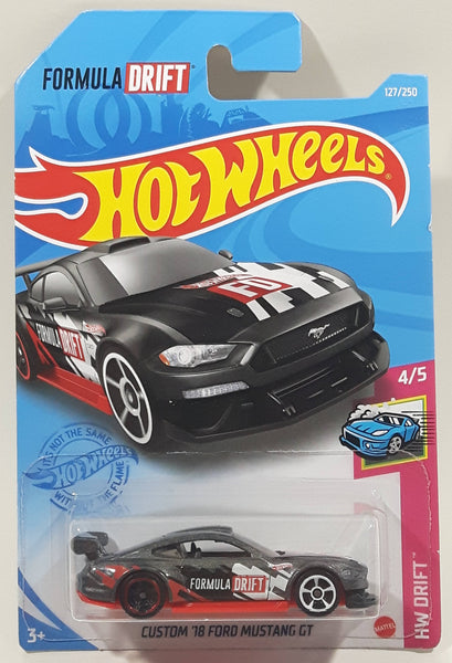 2021 Hot Wheels HW Drift Custom '18 Ford Mustang GT Metalflake Dark Grey Die Cast Toy Car Vehicle New in Package