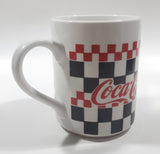 1996 Gibson Coca Cola Checkered Pattern 4 3/8" Tall Ceramic Coffee Mug Cup