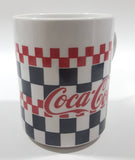 1996 Gibson Coca Cola Checkered Pattern 4 3/8" Tall Ceramic Coffee Mug Cup