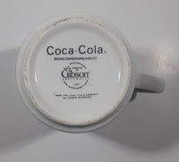 1996 Gibson Coca Cola Checkered Pattern 4 3/8" Tall Ceramic Coffee Mug Cup