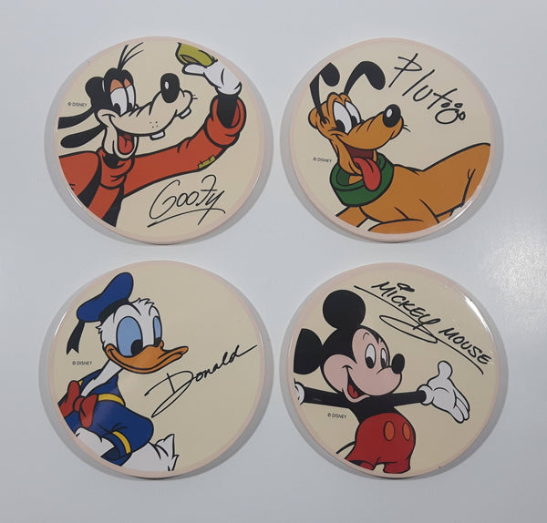 Disney Parks Fab 4 Goofy, Pluto, Mickey Mouse, Donald Duck Characters Themed 4" Ceramic Drink Coasters Set of 4