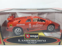 Burago Gold Collection Lamborghini Diablo Fujitsu #11 Orange 1/18 Scale Die Cast Toy Car Vehicle with Opening Doors, Hood, Engine Cover New in Box