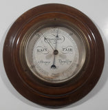 Antique Harrison & Co Montreal Round Heavy Wood Cased Barometer Weather Station Made in England