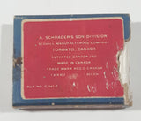 Antique 1930s Schrader Tire Valve Cores Box with Two Valves left