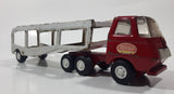 Vintage Tonka Auto Transport Car Carrier Truck Red and White Pressed Steel Die Cast Toy Car Vehicle