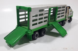Vintage Tonka Semi Truck Livestock Horse Cattle Trailer Green and White Pressed Steel Die Cast Toy Car Vehicle