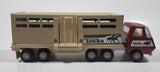 Vintage Tonka Semi Truck Livestock Horse Cattle Trailer Brown Red and Beige Pressed Steel Die Cast Toy Car Vehicle