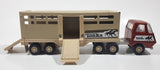 Vintage Tonka Semi Truck Livestock Horse Cattle Trailer Brown Red and Beige Pressed Steel Die Cast Toy Car Vehicle