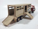 Vintage Tonka Semi Truck Livestock Horse Cattle Trailer Brown Red and Beige Pressed Steel Die Cast Toy Car Vehicle