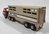 Vintage Tonka Semi Truck Livestock Horse Cattle Trailer Brown Red and Beige Pressed Steel Die Cast Toy Car Vehicle