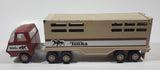 Vintage Tonka Semi Truck Livestock Horse Cattle Trailer Brown Red and Beige Pressed Steel Die Cast Toy Car Vehicle