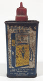 Rare Vintage Sunoco Lighter Fluid Smokeless Odourless Blue and Yellow 5" Tall Tin Metal Container 4 Fluid Ounces EMPTY