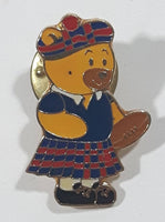 Bear Holding Football or Rugby Ball 5/8" x 1" Enamel Metal Pin