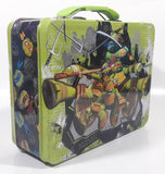 2013 Viacom TMNT Teenage Mutant Ninja Turtles "Turtles Rule!" " We've Got Your Back" Lime Green Embossed Tin Metal Lunch Box