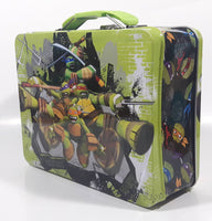 2013 Viacom TMNT Teenage Mutant Ninja Turtles "Turtles Rule!" " We've Got Your Back" Lime Green Embossed Tin Metal Lunch Box