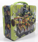 2013 Viacom TMNT Teenage Mutant Ninja Turtles "Turtles Rule!" " We've Got Your Back" Lime Green Embossed Tin Metal Lunch Box