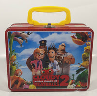 2013 Sony Pictures Animation Cloudy with a chance of Meatballs 2 Movie Film Red Embossed Tin Metal Lunch Box