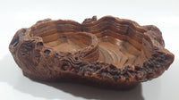 Vintage Coco Joe's Heavy Hapa Wood Tree Stump Design 2 Compartment Candy Serving Dish