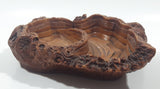 Vintage Coco Joe's Heavy Hapa Wood Tree Stump Design 2 Compartment Candy Serving Dish