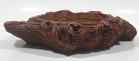 Vintage Coco Joe's Heavy Hapa Wood Tree Stump Design 2 Compartment Candy Serving Dish