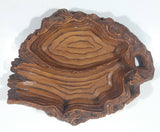 Vintage Coco Joe's Heavy Hapa Wood Tree Stump Design 2 Compartment Candy Serving Dish